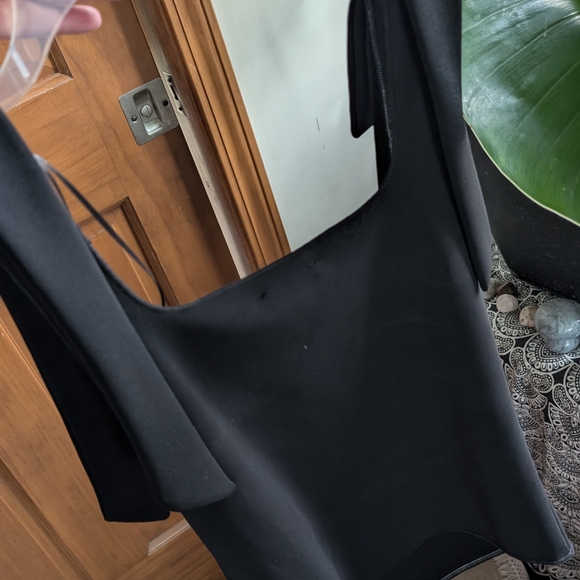 Zara Black Square Neck Tank with Tie Shoulder Straps - Picture 7 of 10